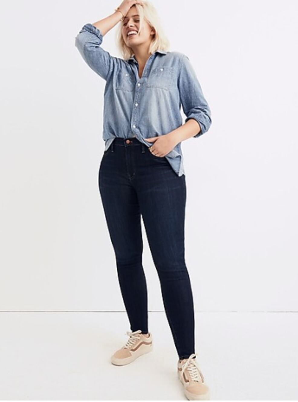 MADEWELL Petite 9" High-Rise Skinny in Larkspur Wash: TENCEL™ Denim // 34P H5795